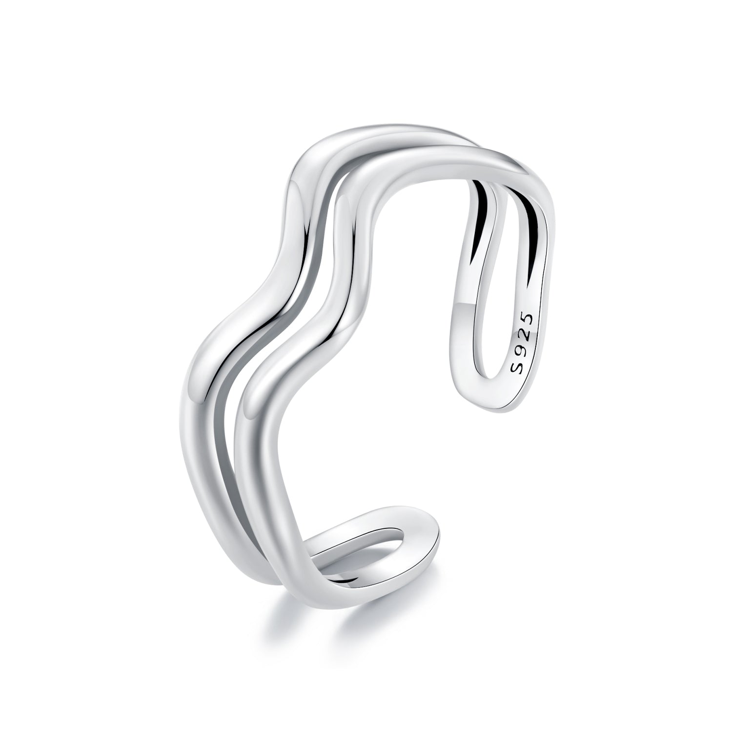 Silver Ring Double Wavy Open Ring For Sale - sursenso Open Rings