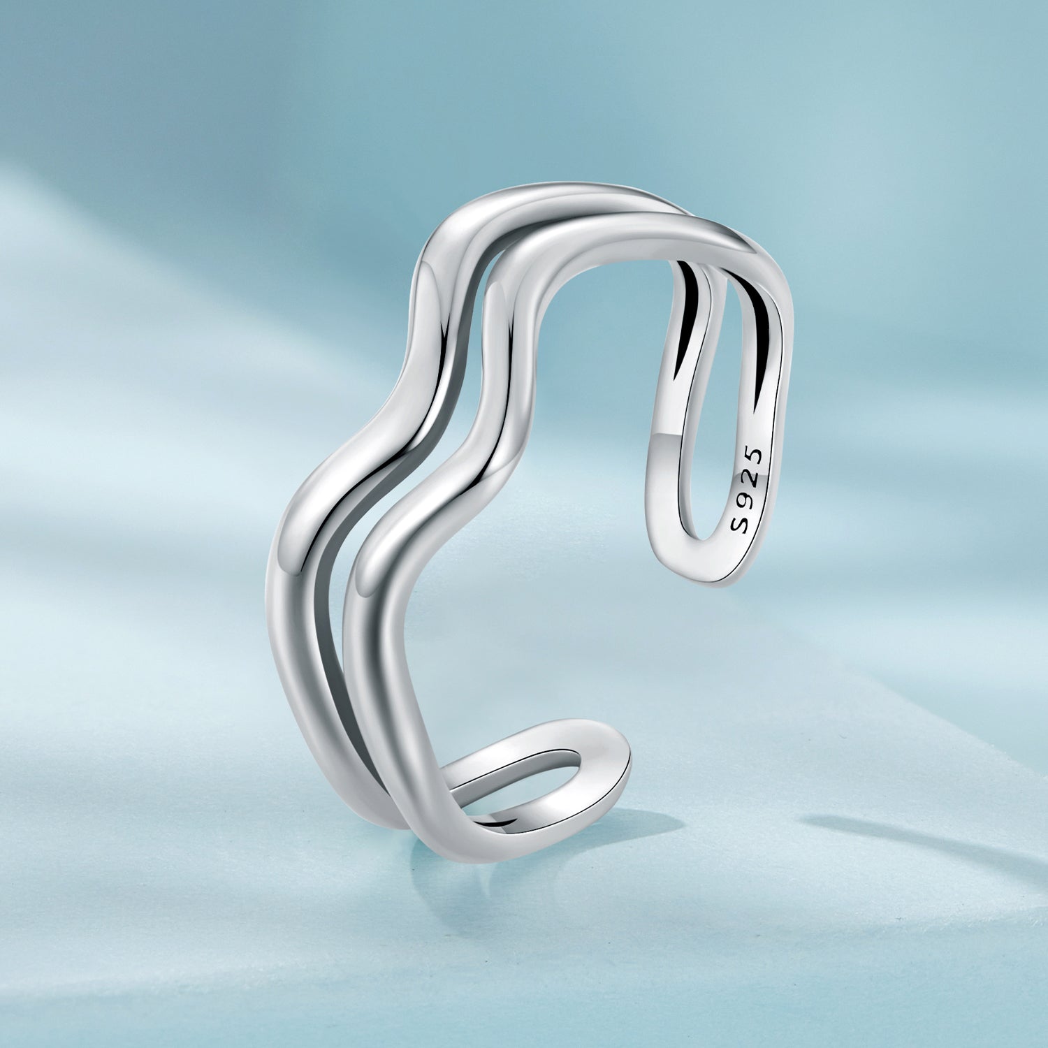 Silver Ring Double Wavy Open Ring For Sale - sursenso Open Rings