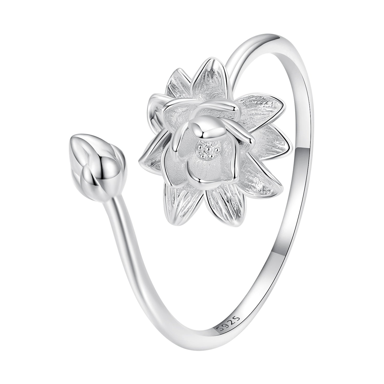 Silver Ring Elegant Lotus Open Ring For Sale - sursenso Open Rings