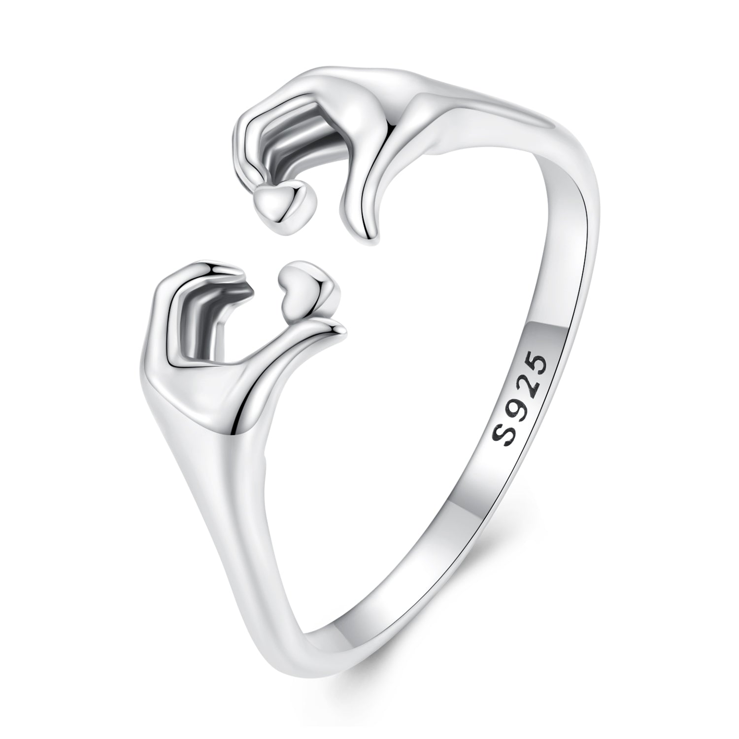 Silver Ring Hand Over Heart Open Ring For Sale - sursenso Open Rings