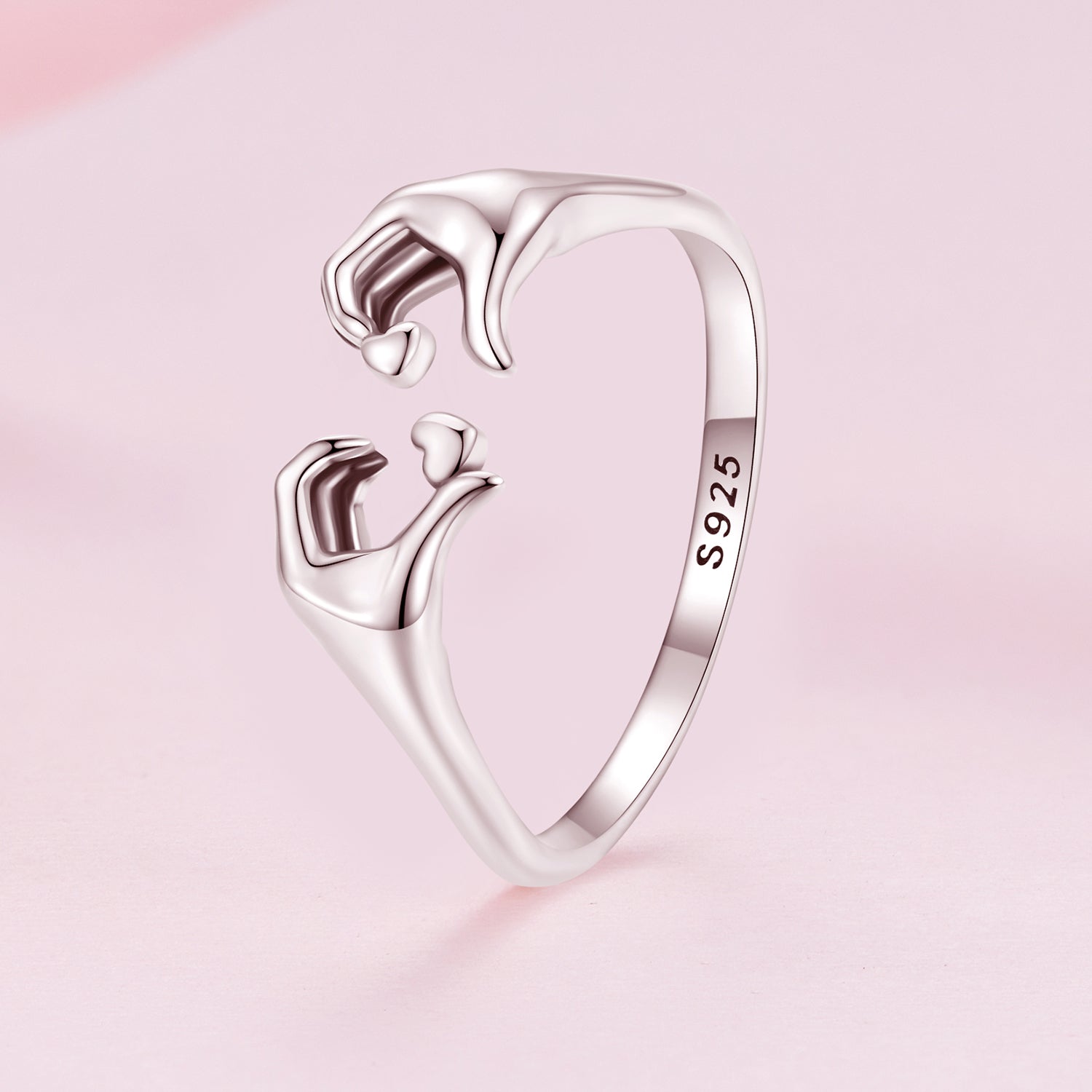 Silver Ring Hand Over Heart Open Ring For Sale - sursenso Open Rings