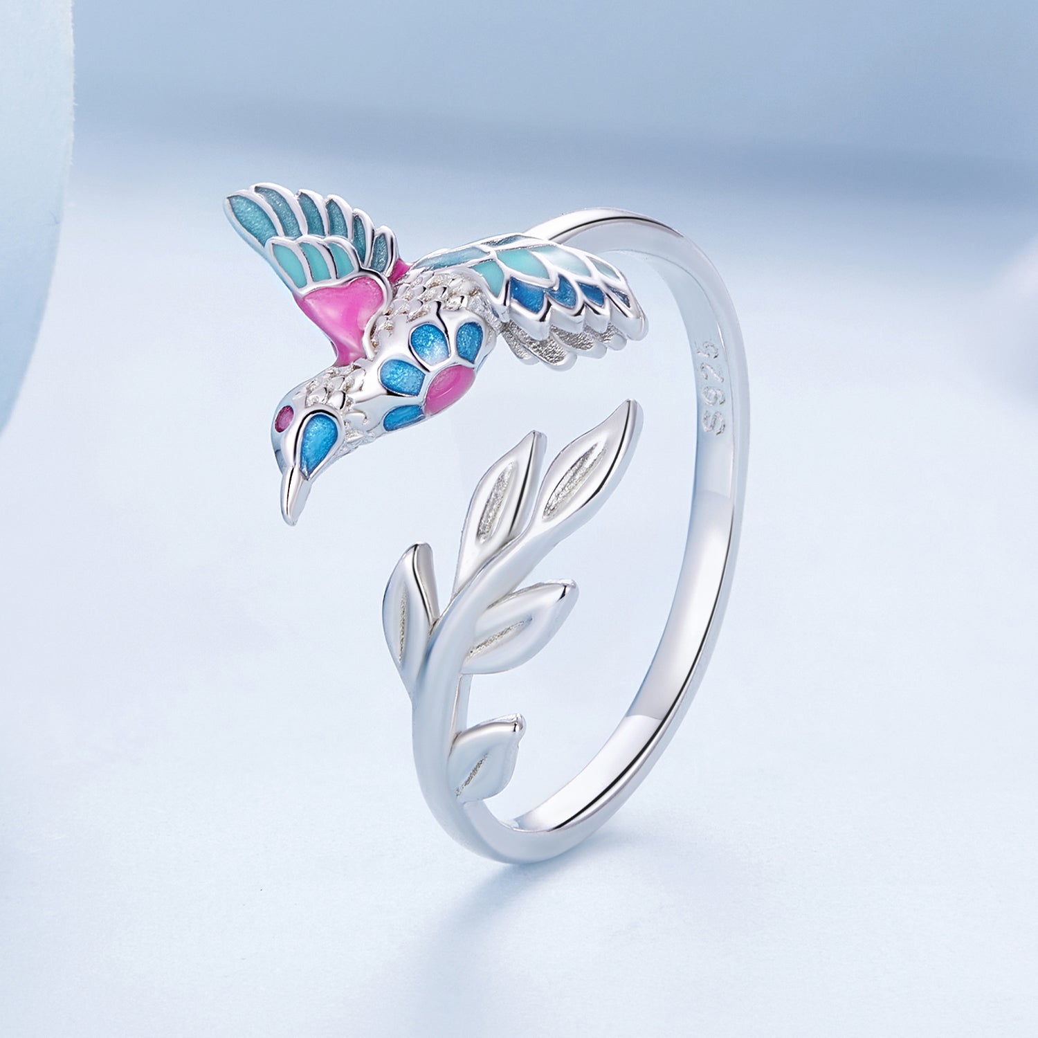 Silver Ring Kingfisher CZ Open Ring For Sale - sursenso Open Rings