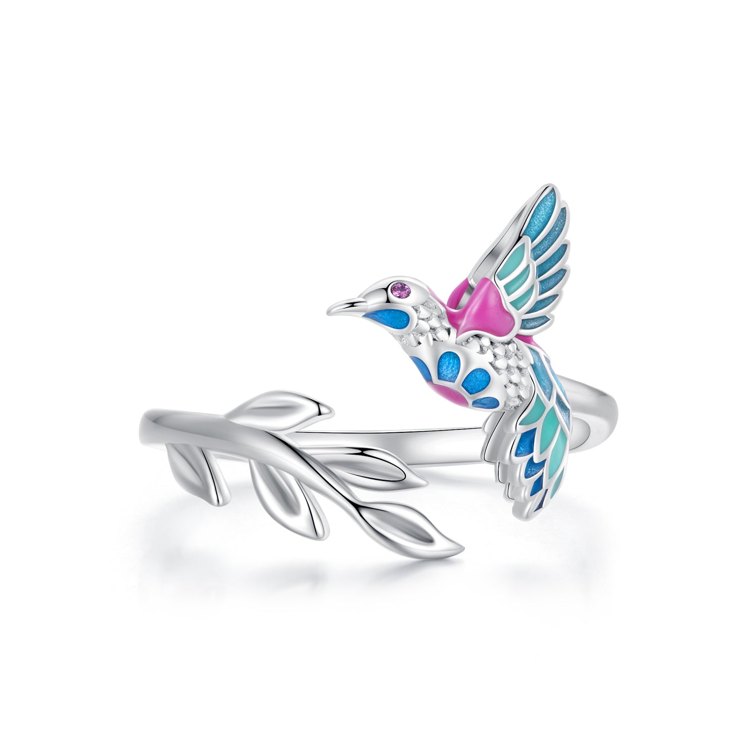 Silver Ring Kingfisher CZ Open Ring For Sale - sursenso Open Rings