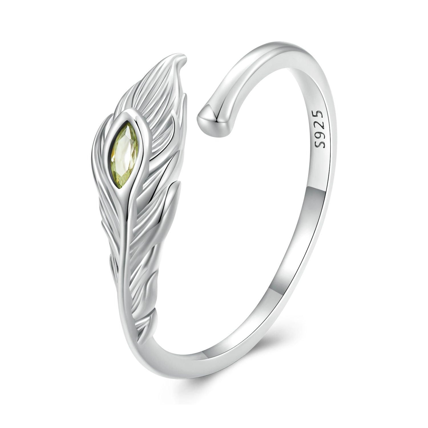 Silver Ring Peacock Feathers CZ Open Ring For Sale - sursenso Open Rings