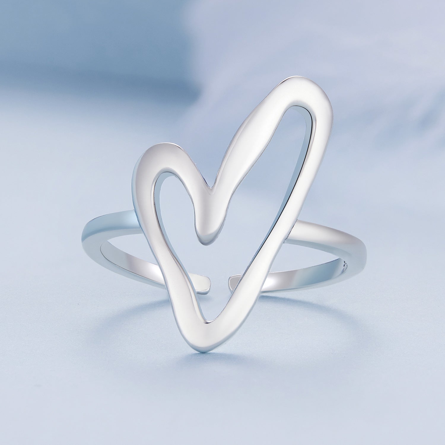 Silver Ring Simple Hollow Heart Open Ring For Sale - sursenso Open Rings
