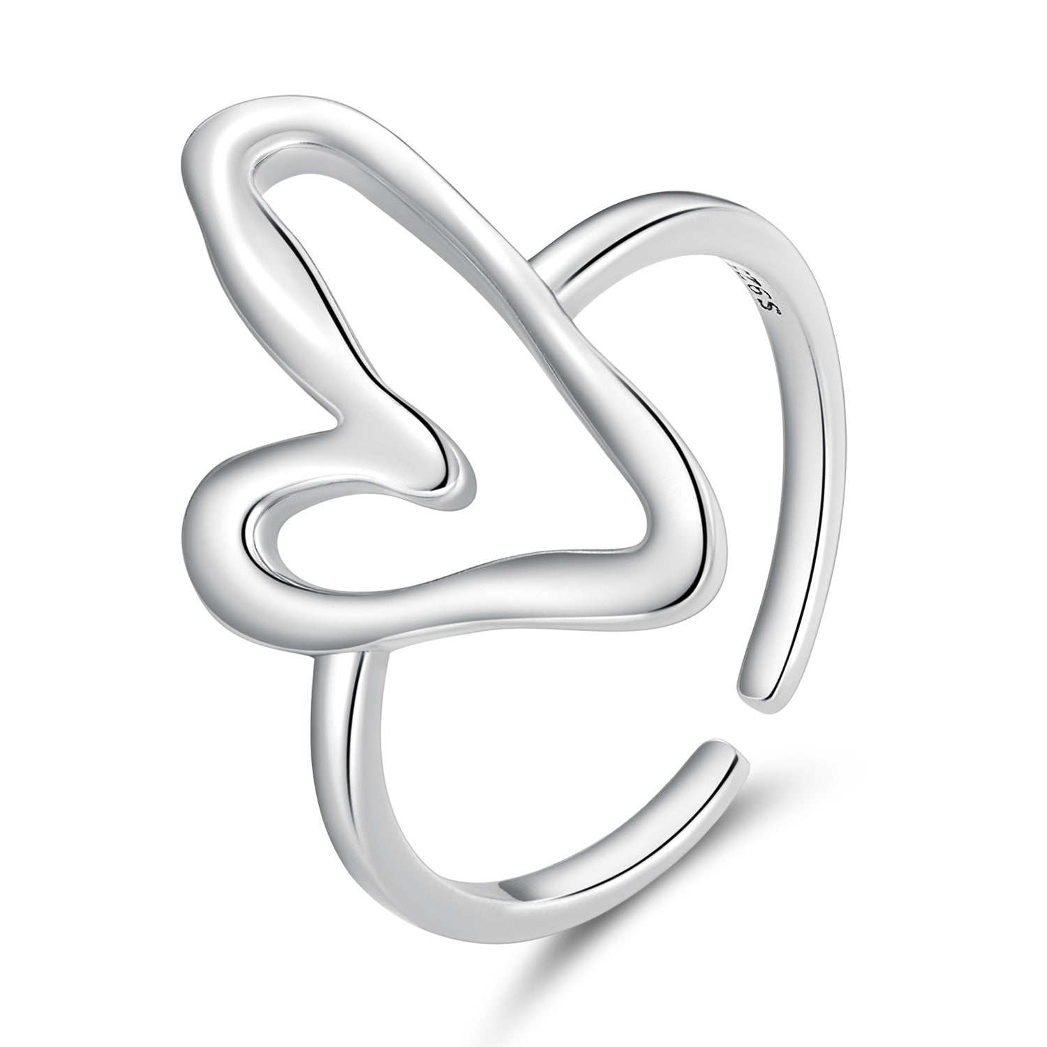 Silver Ring Simple Hollow Heart Open Ring For Sale - sursenso Open Rings