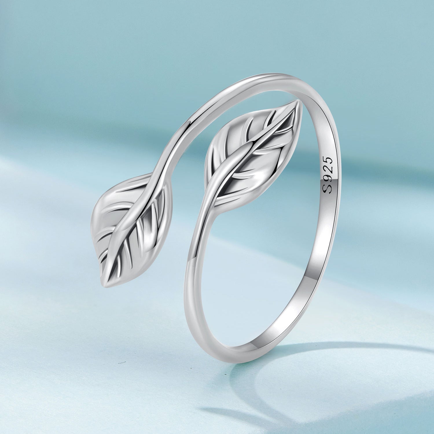 Silver Ring Simple Leaf Open Ring For Sale - sursenso Open Rings