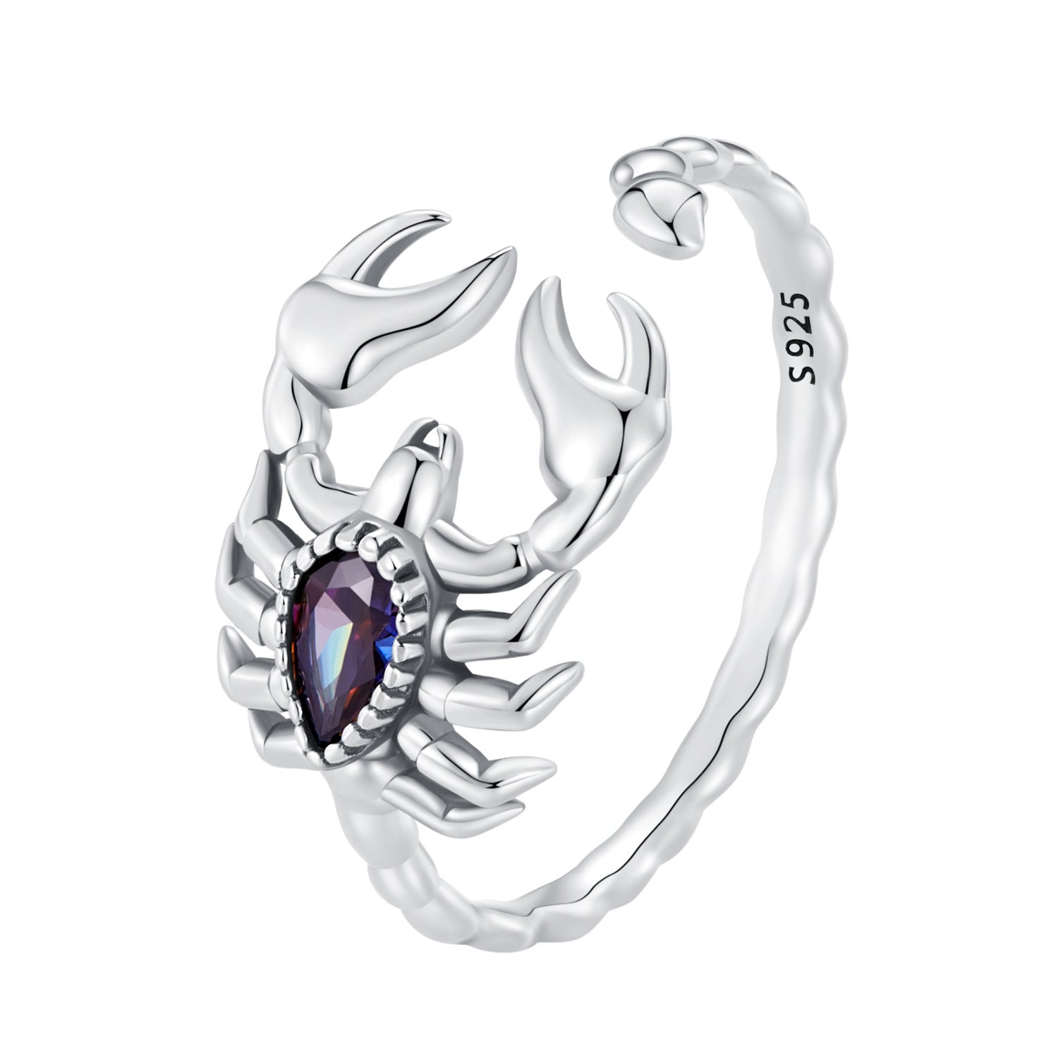 Silver Ring Vintage Scorpion CZ Open Ring For Sale - sursenso Open Rings