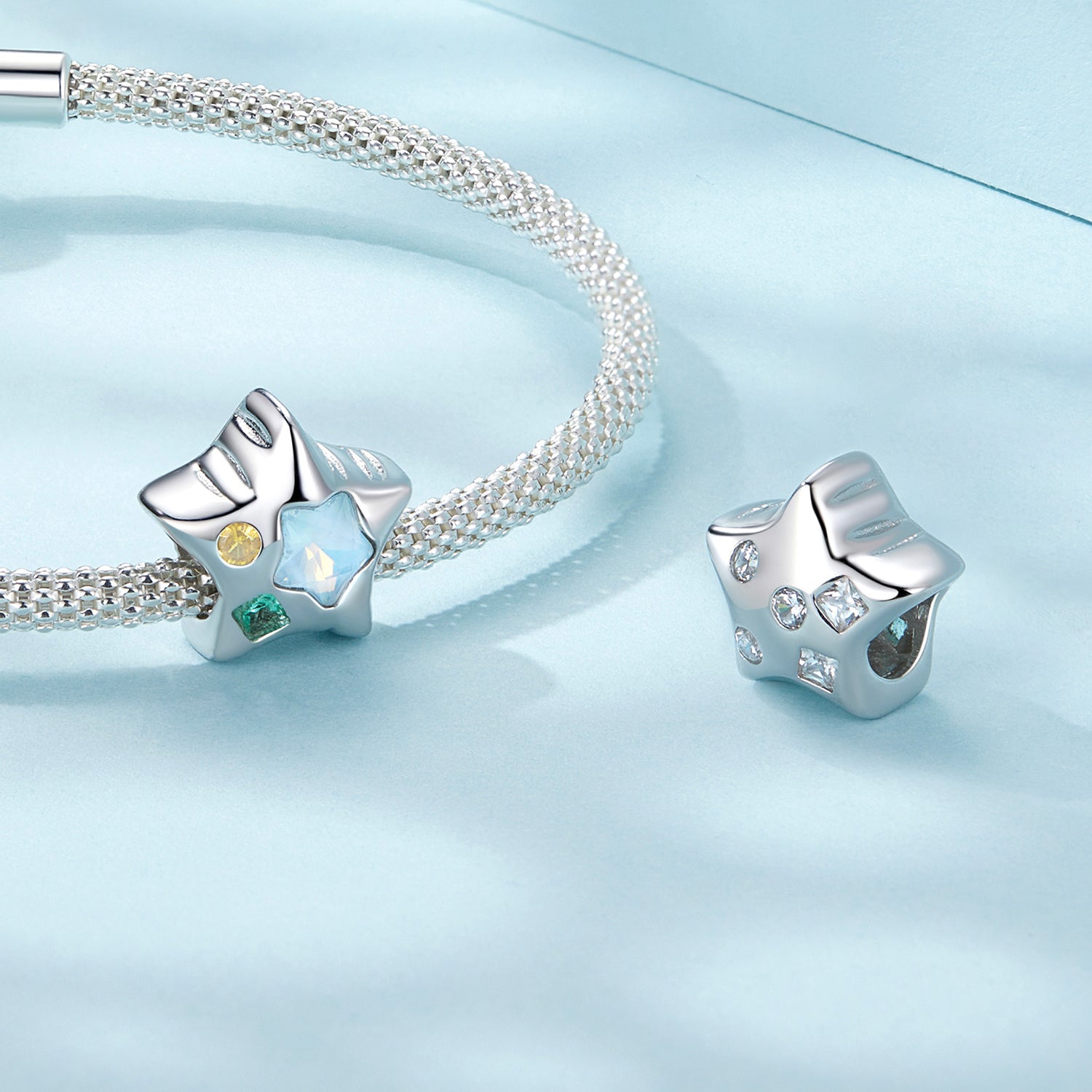 Silver Charm Balloon Star CZ Charm For Sale - sursenso Charm