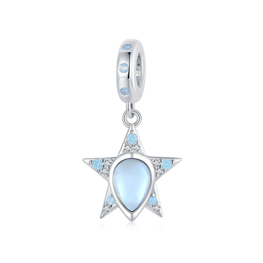 Silver Charm Blue Glass Star CZ Dangle Charm For Sale - sursenso Charm