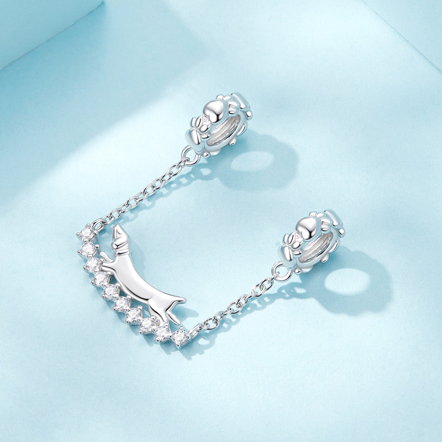 Silver Charm Running Dachshund CZ Dangle Charm For Sale - sursenso Charm