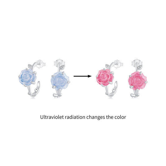 Silver Earrings Color Changing Rose CZ Stud Earrings For Sale - sursenso Earring