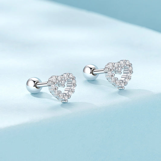 Silver Earrings Heart Thread CZ Stud Earrings For Sale - sursenso Earring