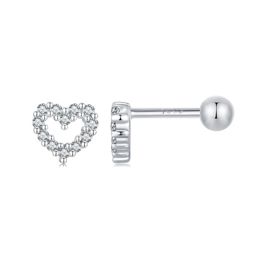 Silver Earrings Heart Thread CZ Stud Earrings For Sale - sursenso Earring