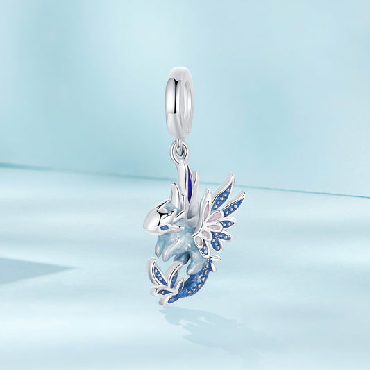 Silver Pendant Flying Dragon Dangle Charm For Sale - sursenso Pendant