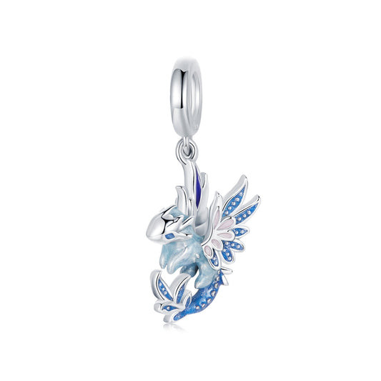 Silver Pendant Flying Dragon Dangle Charm For Sale - sursenso Pendant