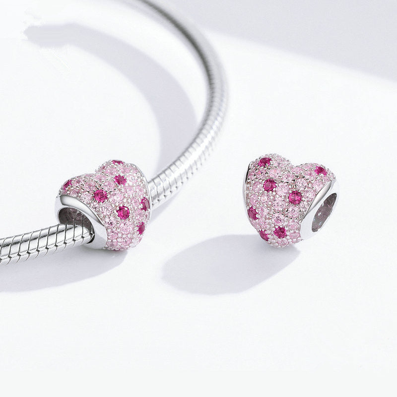 Silver Charm Women Romantic Pink Heart CZ Charm For Sale - sursenso Charm