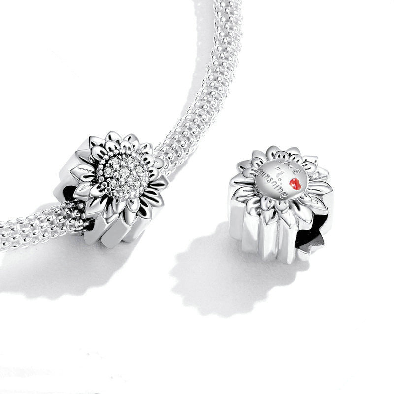 Silver Charm Clear Sunflower CZ Charm For Sale - sursenso Charm