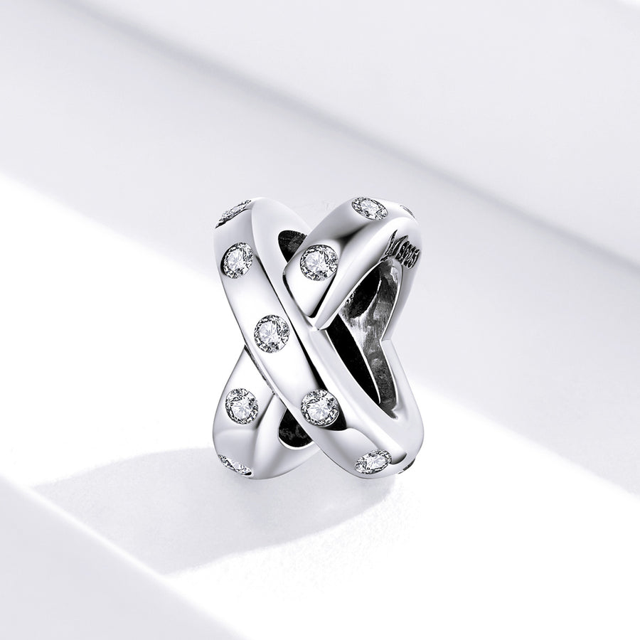 Silver Charm Dazzling Double Layers Cross CZ Charm