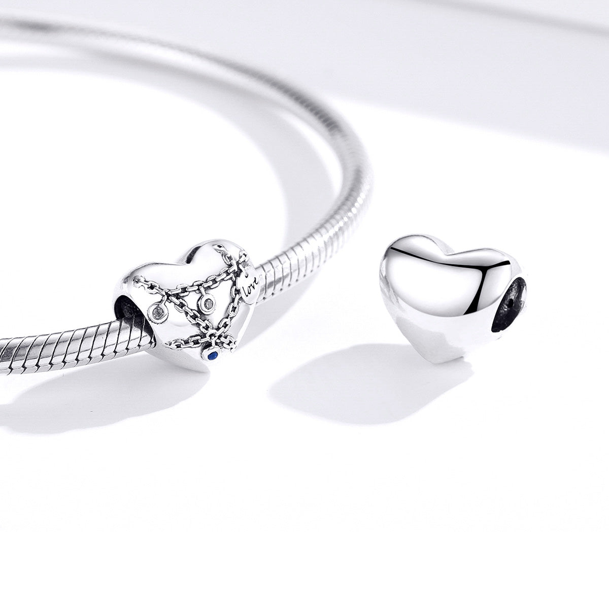 Silver Charm Heart Lock CZ Charm For Sale - sursenso Charm