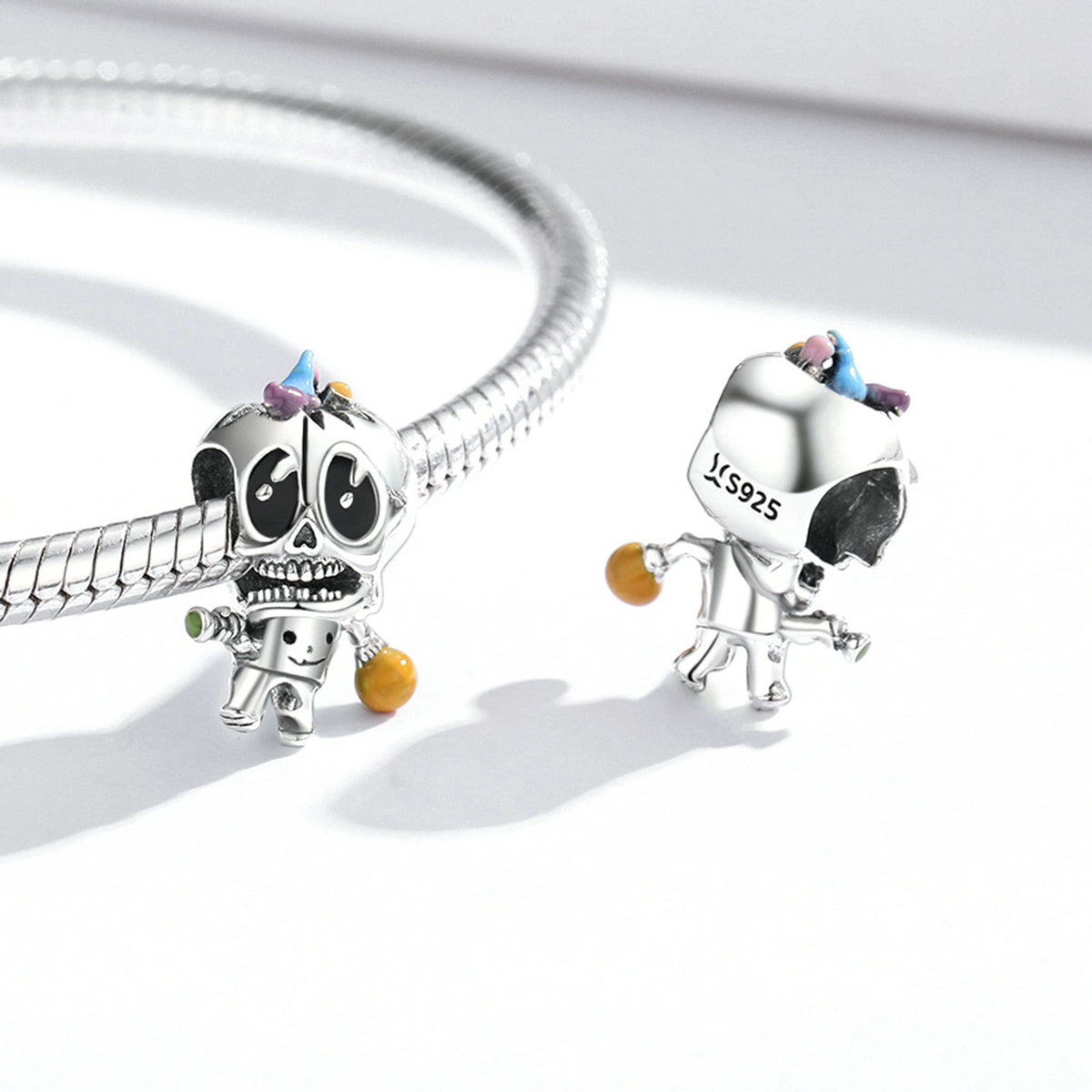 Silver Charm Halloween Playing Basketball Skull Charm For Sale - sursenso Charm