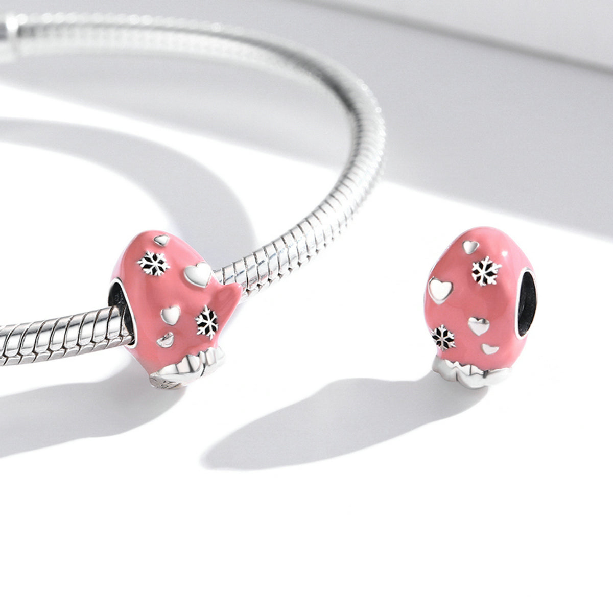 Silver Charm Pink Gloves Love Charm For Sale - sursenso Charm