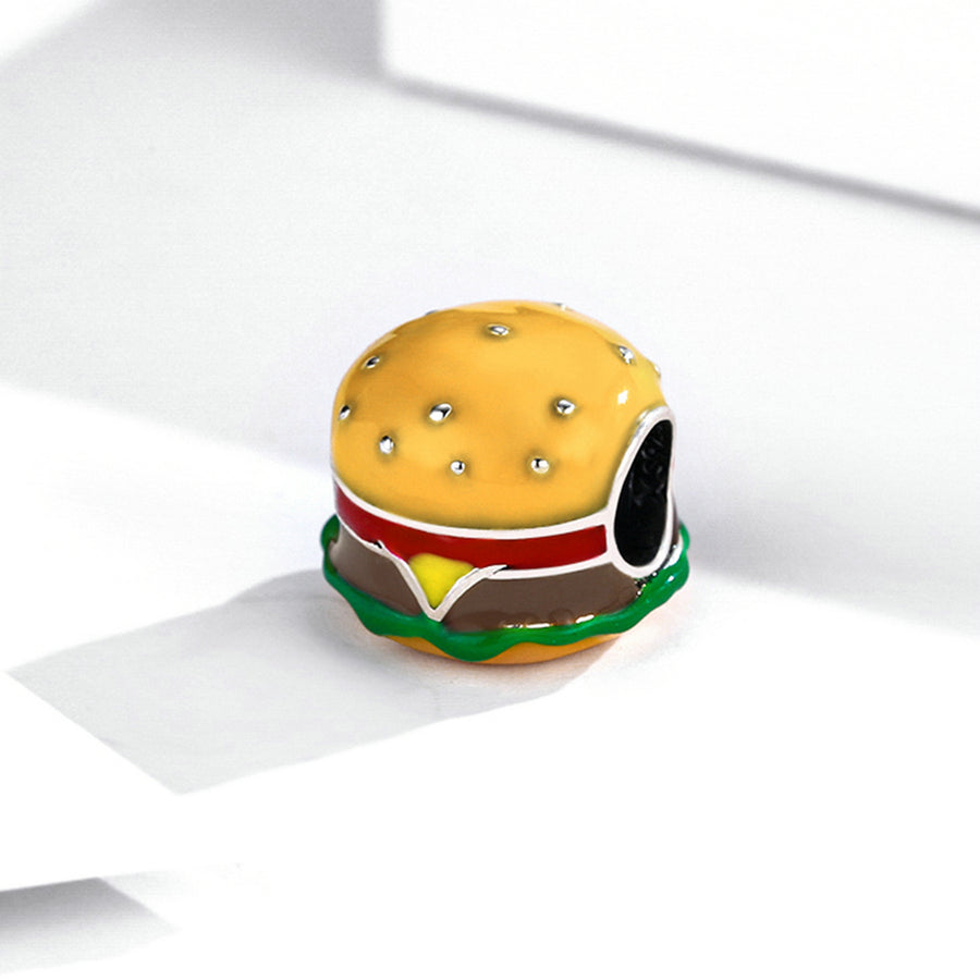 Silver Charm Delicious Hamburger Meal Charm