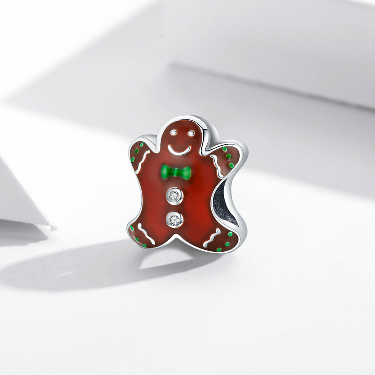 Silver Charm Christmas Gingerbread Man CZ Charm For Sale - sursenso Charm