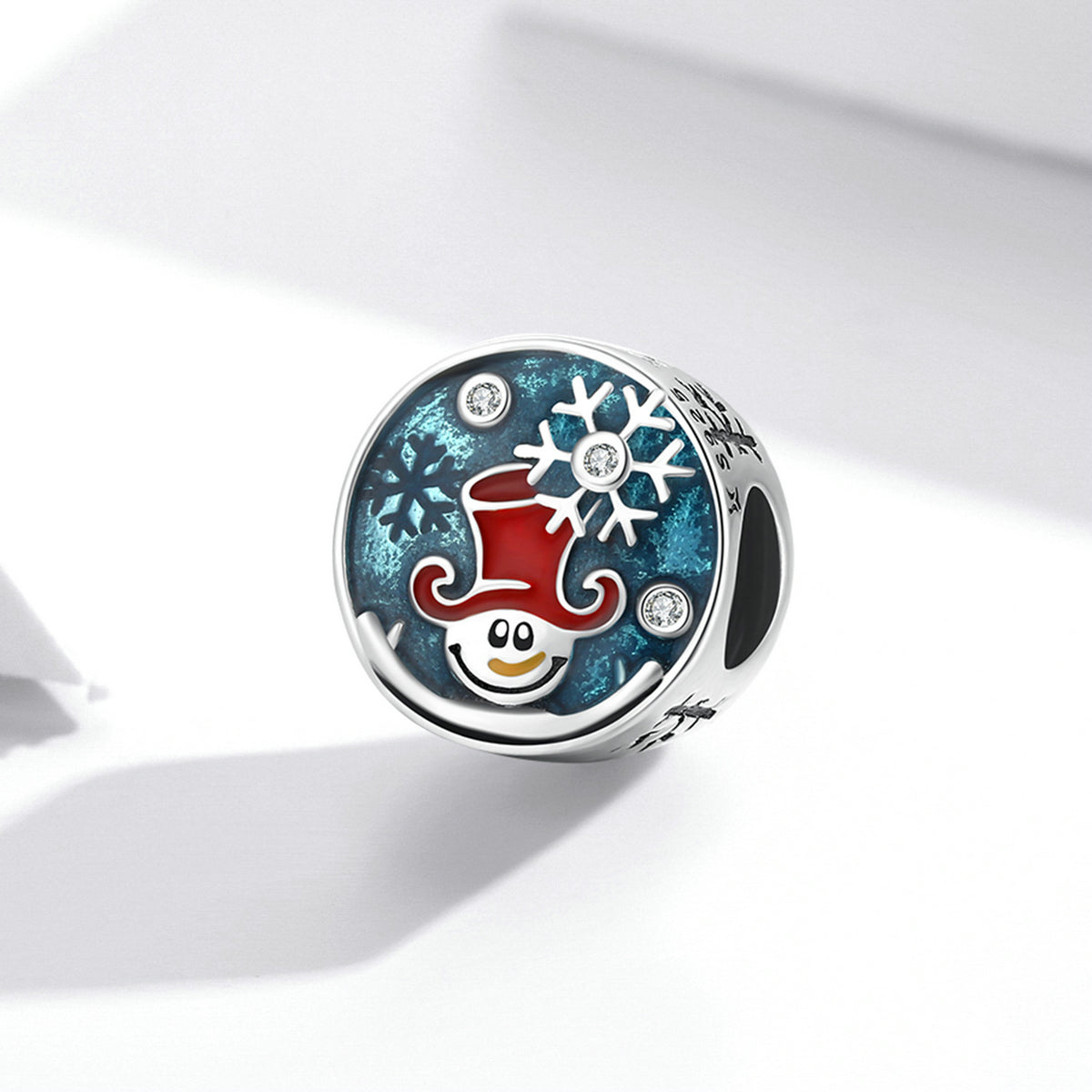 Silver Charm Christmas Clown Snowman CZ Charm For Sale - sursenso Charm