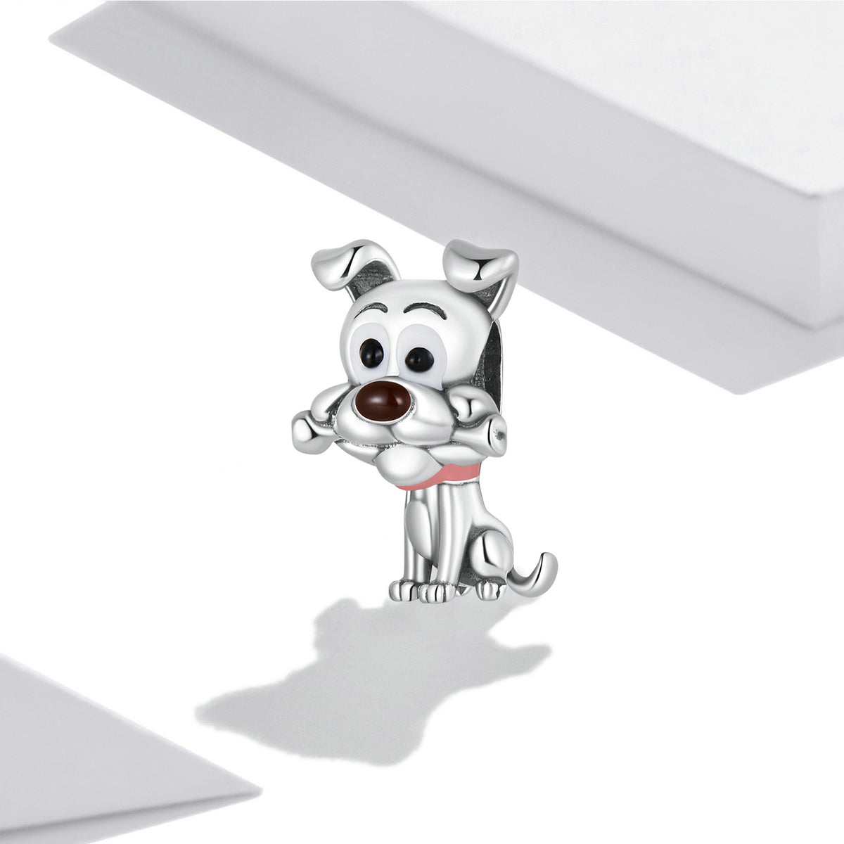 Silver Charm Cute Dog & Bone Enamel Charm For Sale - sursenso Charm