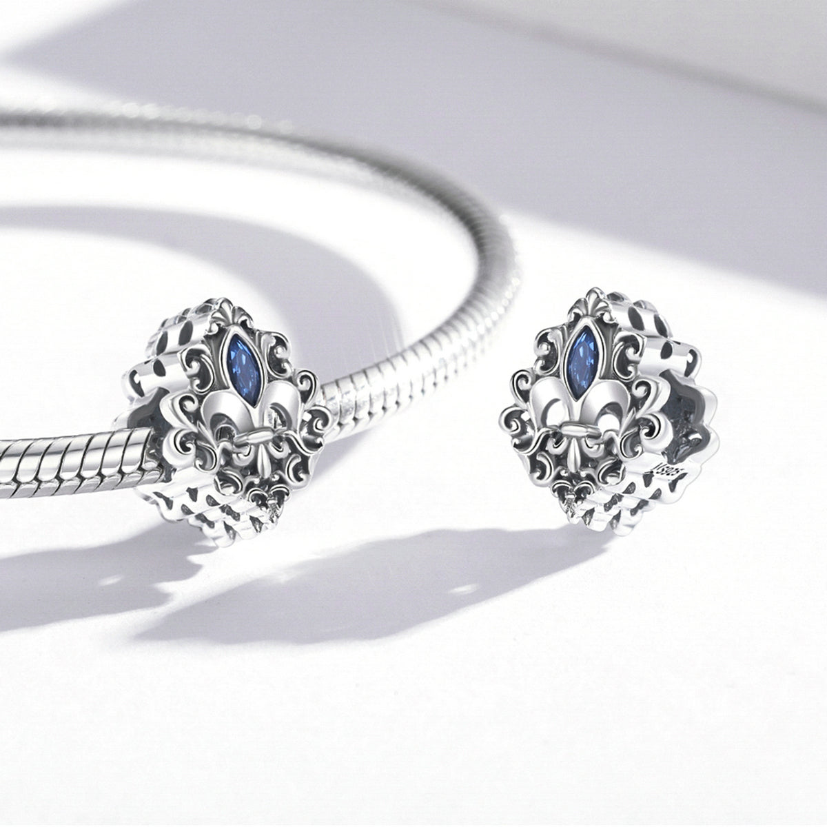 Silver Charm Vintage Pattern Water Drop CZ Charm For Sale - sursenso Charm