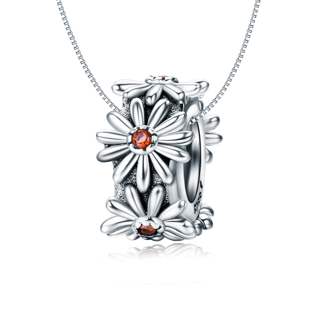 Silver Charm Centred Stone Sun Flower CZ Charm For Sale - sursenso Charm