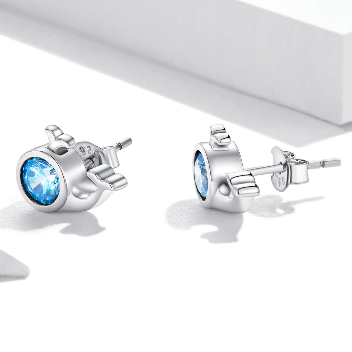 Silver Earrings Mini Whale Dazzling CZ Stud Earrings For Sale - sursenso Earring