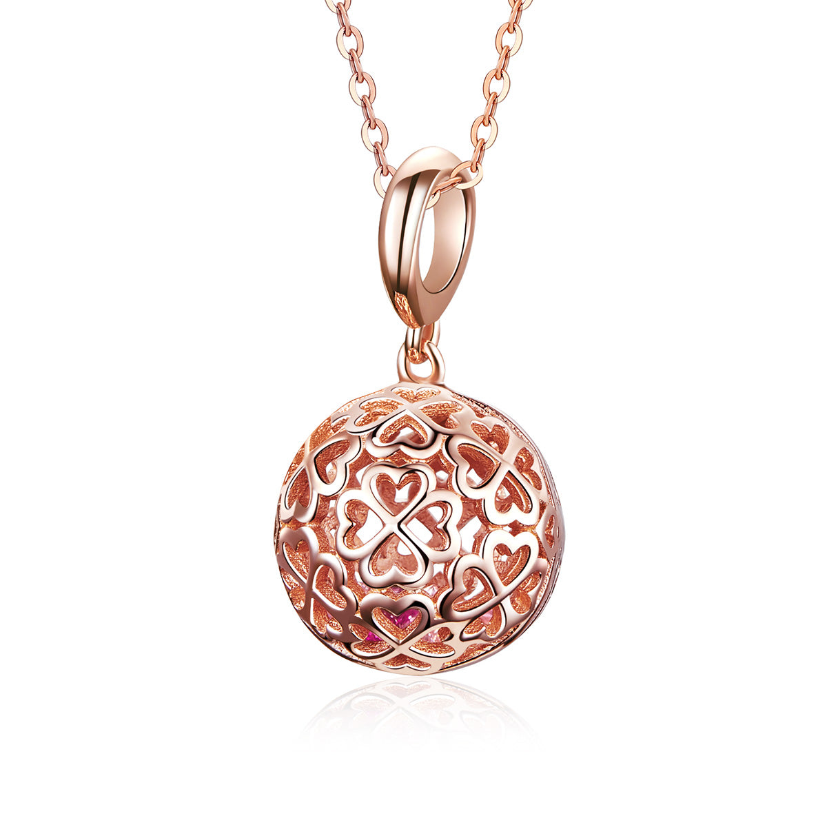 Silver Pendant Rose Gold Flower Cage Dangle Charm For Sale - sursenso Pendant