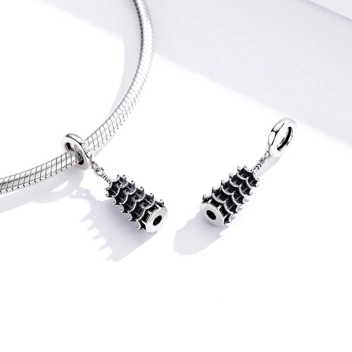 Silver Pendant Retro Pagoda Tower Dangle Charm For Sale - sursenso Pendant
