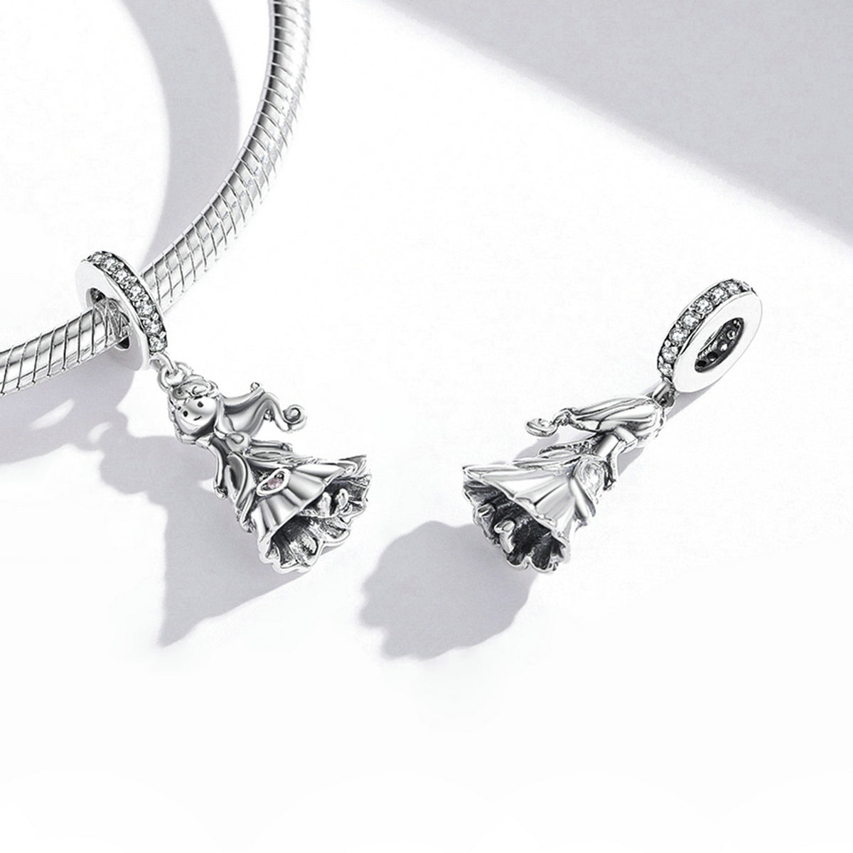 Silver Pendant Little Princess CZ Dangle Charm For Sale - sursenso Pendant