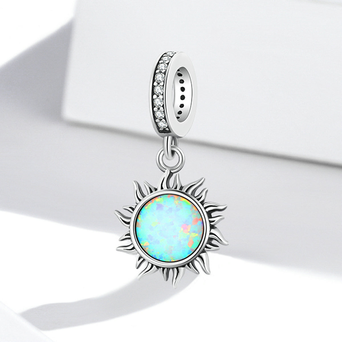 Silver Pendant My Sunshine Opal Stone CZ Dangle Charm For Sale - sursenso Pendant