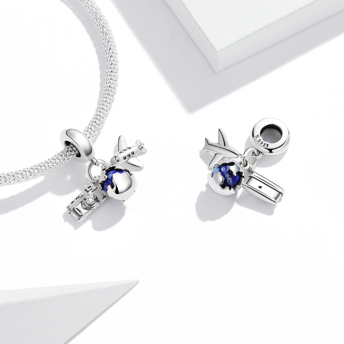 Silver Pendant Travel Round the World - Mini Camera CZ Dangle Charm For Sale - sursenso Pendant