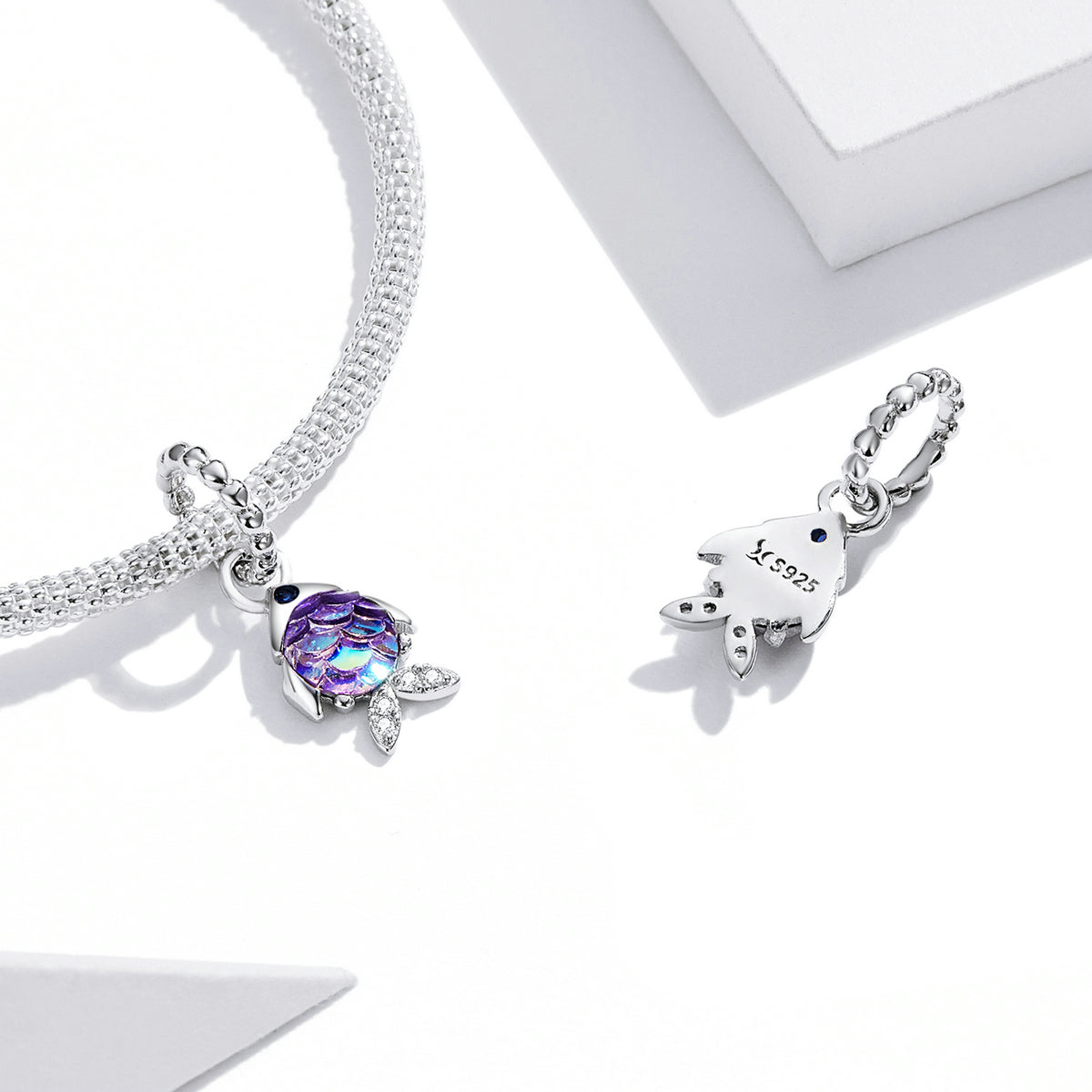 Silver Pendant Fancy Fish Trendy Ocean Dream CZ Dangle Charm For Sale - sursenso Pendant