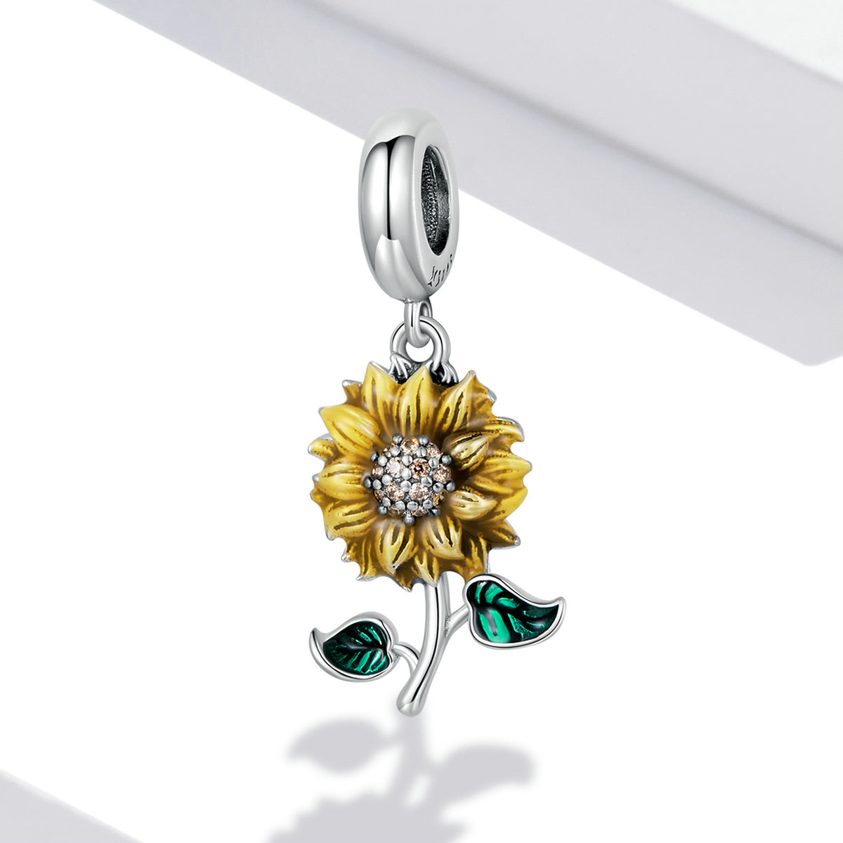 Silver Pendant Van Gogh Sunflower Enamel Dangle Charm For Sale - sursenso Pendant