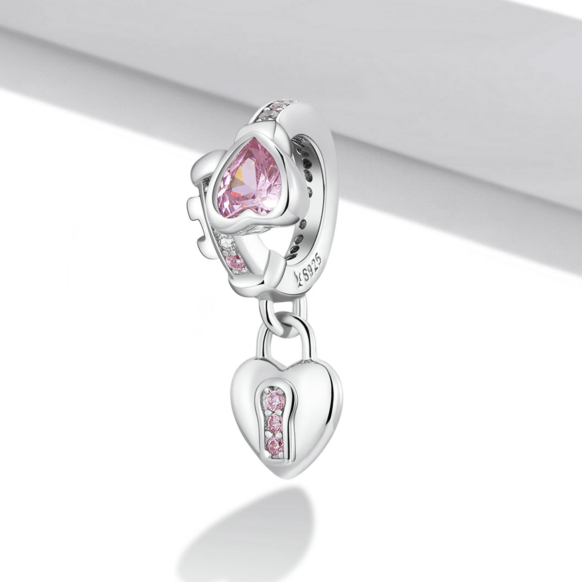 Silver Pendant Love Lock CZ Dangle Charm For Sale - sursenso Pendant
