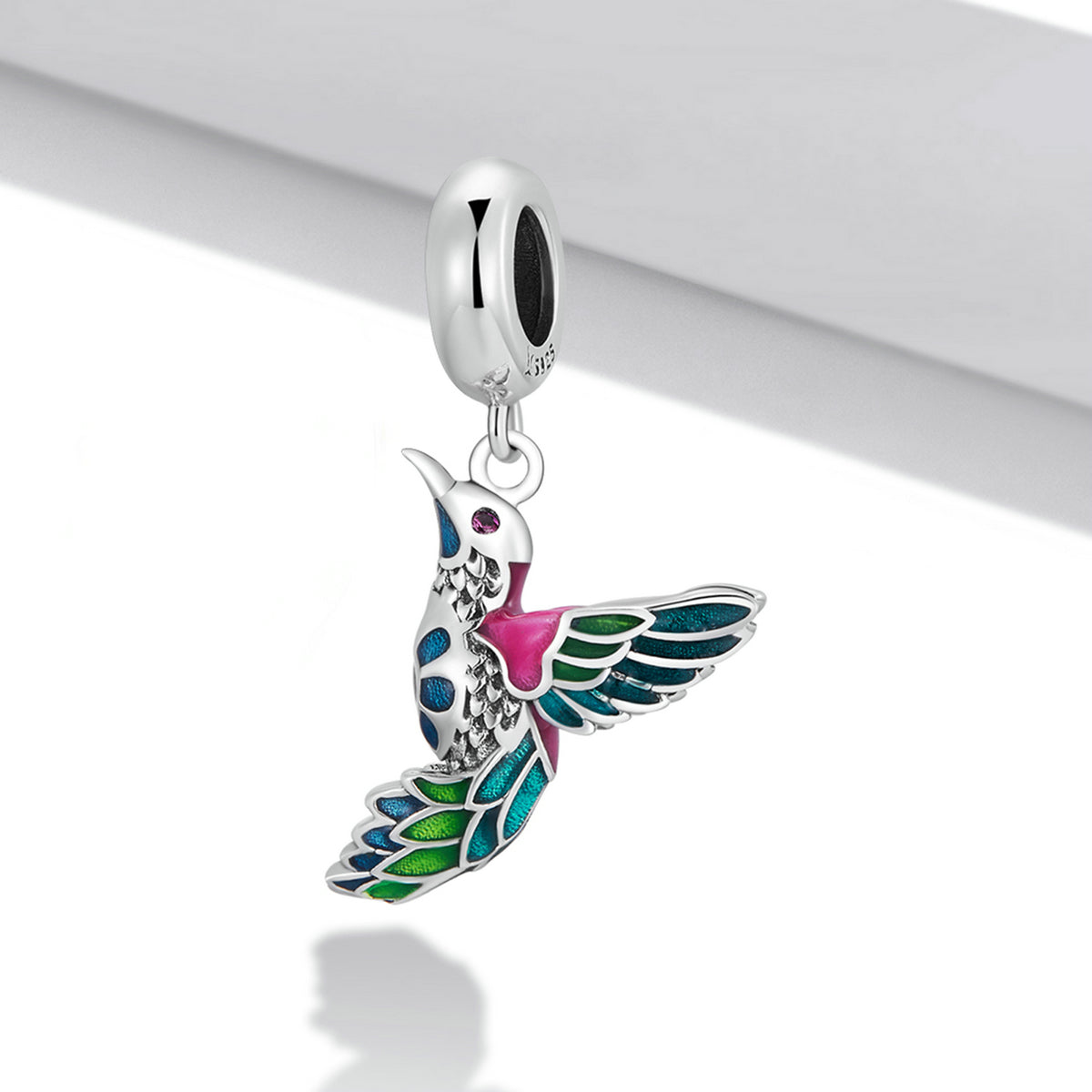 Silver Pendant Kingfisher Bird CZ Dangle Charm For Sale - sursenso Pendant