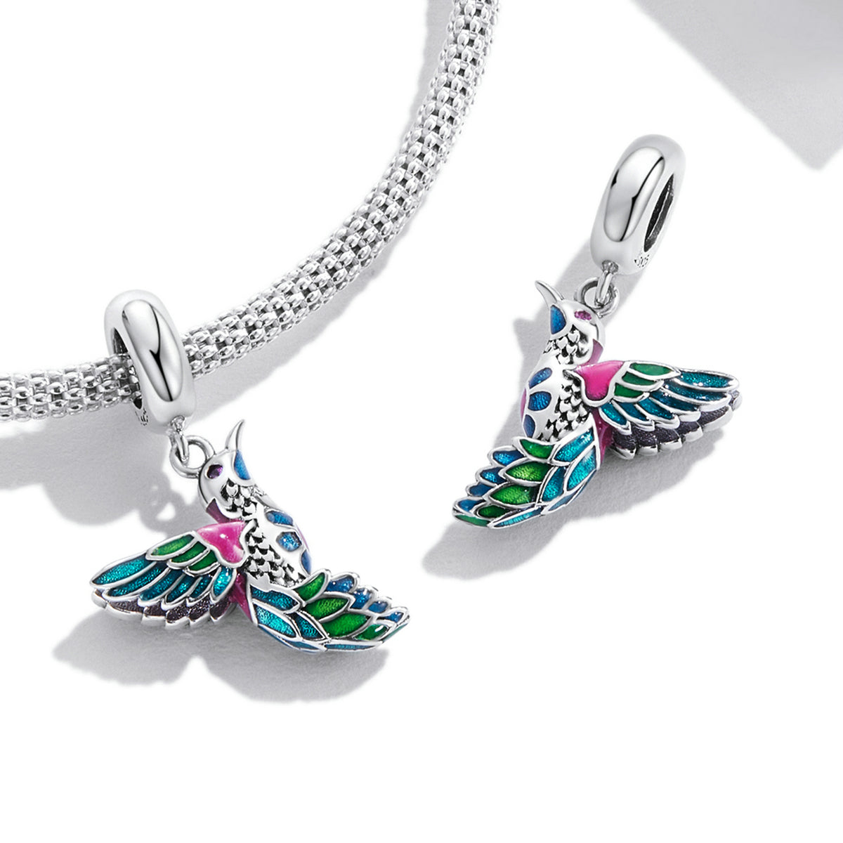 Silver Pendant Kingfisher Bird CZ Dangle Charm For Sale - sursenso Pendant