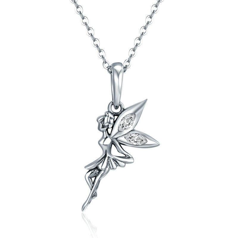 Silver Pendant Flower Fairy CZ Dangle Charm For Sale - sursenso Pendant