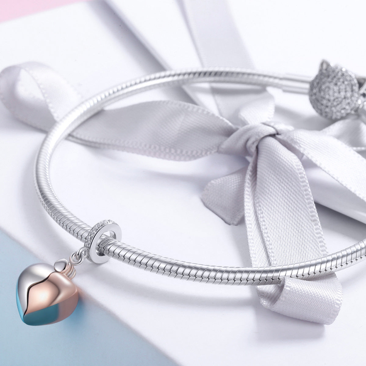 Silver Pendant Key Of Heart Open & Close CZ Dangle Charm For Sale - sursenso Pendant