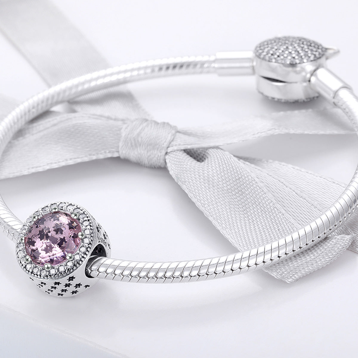 Silver Charm Pink Crystal Starry Sky CZ Charm For Sale - sursenso Charm