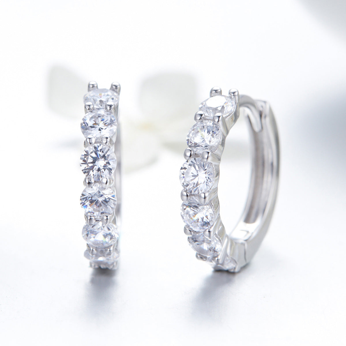 Silver Earrings Shining Time CZ Hoop Earrings For Sale - sursenso Earring