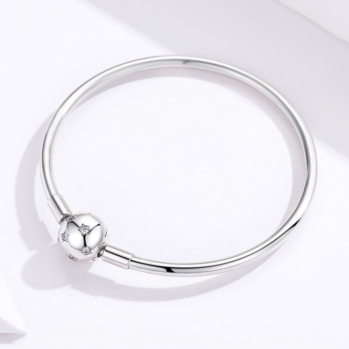 Silver Bracelet Bright Shining Stars CZ Clasp Bangle For Sale - sursenso Bracelet