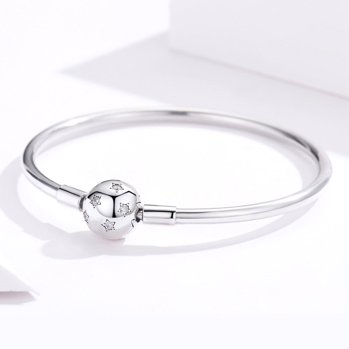 Silver Bracelet Bright Shining Stars CZ Clasp Bangle For Sale - sursenso Bracelet
