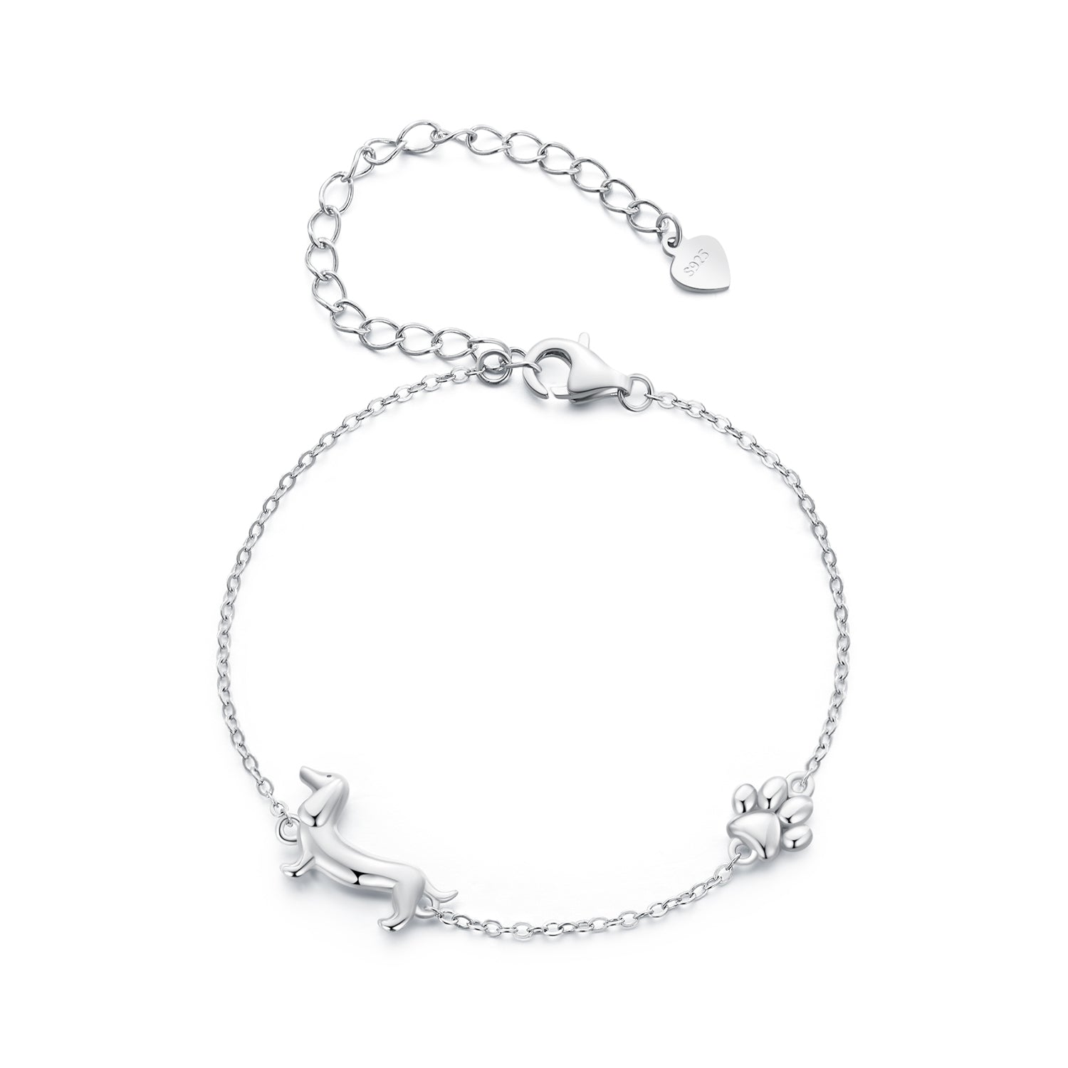 Silver Bracelet Dachshund CZ Chain Adjustable For Sale - sursenso Bracelet